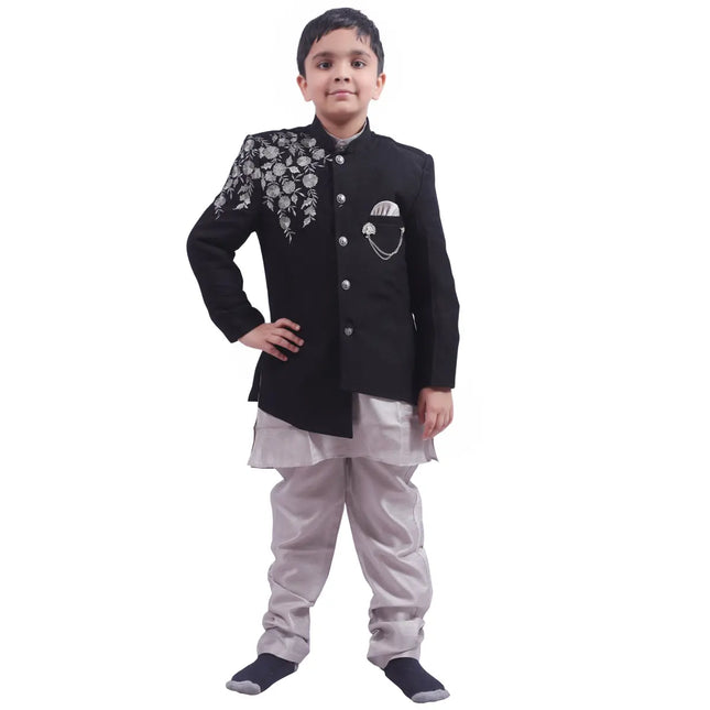 Indo Western Party Ocassion Dress For Boys Colour Black Fancydresswale
