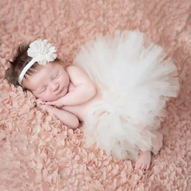 Newborn Baby Photography Props Tutu Skirt dress Girl Infant Princess Costume Prop, Milky White fancydresswale.com