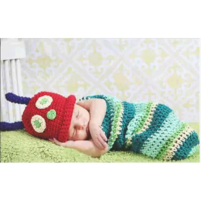 Newborn Photography Props Baby Girl Boy Photo Props for Infant Crochet Caterpillar Outfit Hand Crocheted Hat fancydresswale.com
