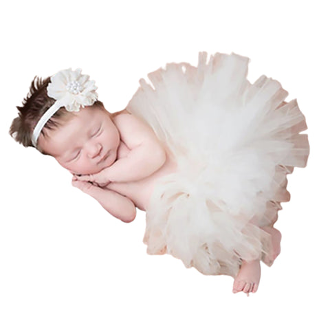 Newborn Baby Photography Props Tutu Skirt dress Girl Photo Shoot Outfits Infant Princess Costume Prop, Milky WhiteWhite