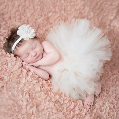 Newborn Baby Photography Props Tutu Skirt dress Girl Photo Shoot Outfits Infant Princess Costume Prop, Milky WhiteWhite