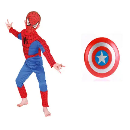 Spiderman dress and Captain America shield Combo- Avenger theme dress and accessory set Fancydresswale