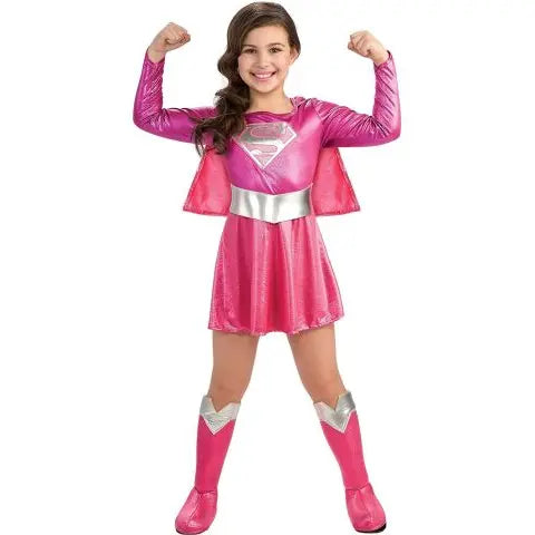Super girl dress pink party costume for girls Fancydresswale