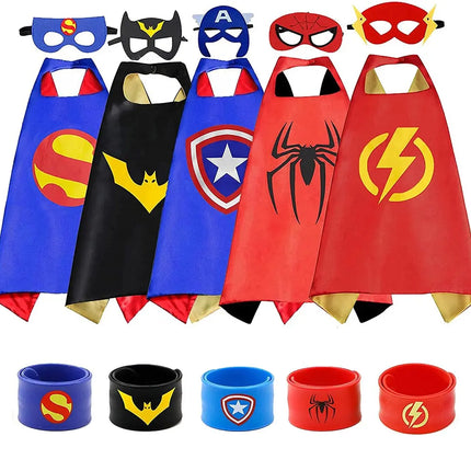 Superhero Capes for Birthday Return Gift with Matching Slap Bracelet and Eye mask- Boys and Girls set of 9 fancydresswale.com
