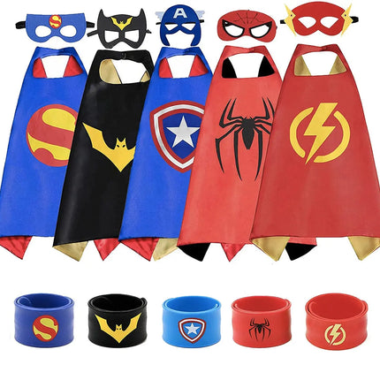 Superhero Capes for Birthday Return Gift with Matching Slap Bracelet and Eye mask- Boys set of 5 fancydresswale.com