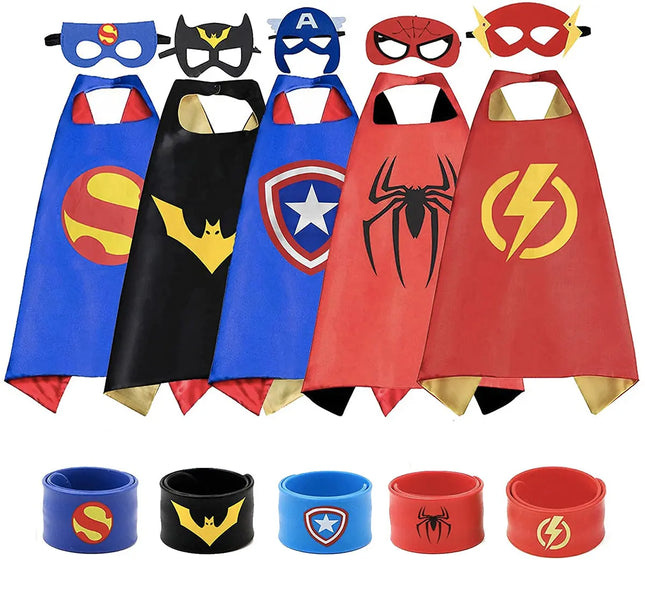 Superhero Capes for Birthday Return Gift with Matching Slap Bracelet and Eye mask- Boys set of 5 fancydresswale.com
