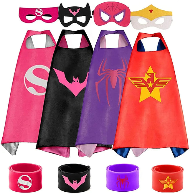 Superhero Capes for Birthday Return Gift with Matching Slap Bracelet and Eyemask- Girls set of 4 fancydresswale.com