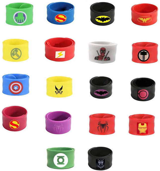 Superhero Slap Bracelet for Kids Boys & Girls Birthday Party Supplies Favors Mix Super Heroes Pack of 18 Fancydresswale.com