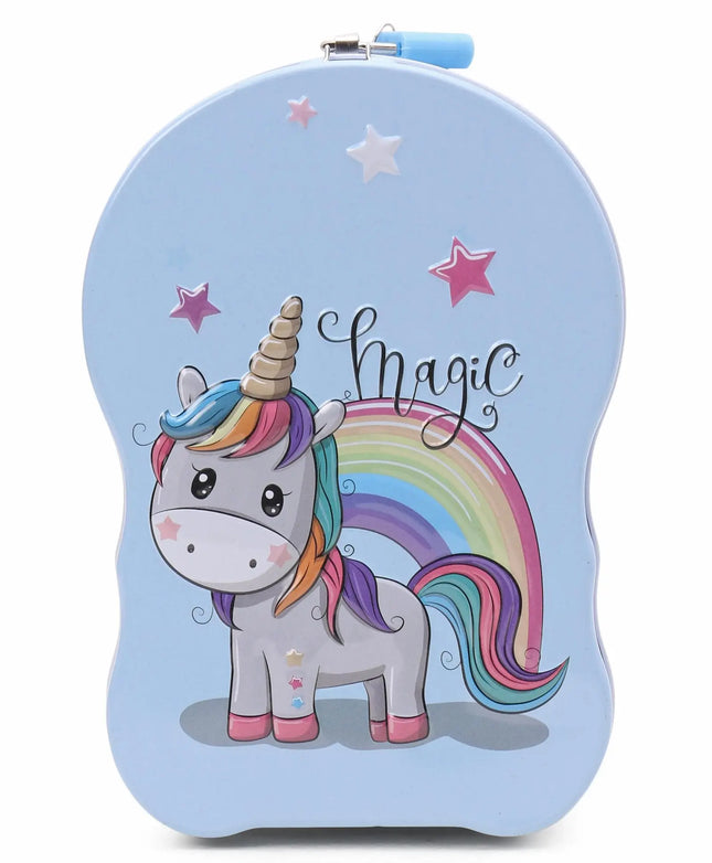 Unicorn Metal Body Piggy Bank Saving Money Box for Kids with Lock and Key Fancydresswale