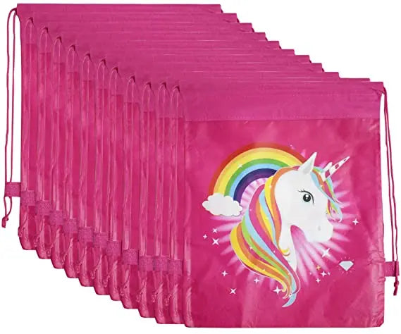 Unicorn Theme Dori Haversack Goodies Bag (Pink) - Pack of 12 Pieces Fancydresswale