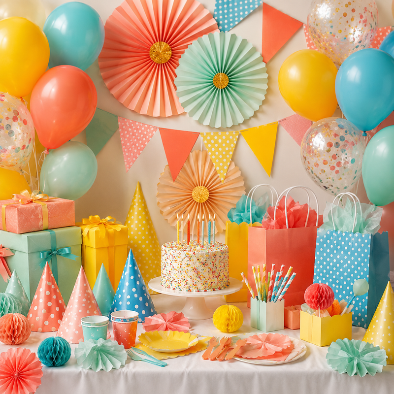 party supplies and birthday decorations and gifts
