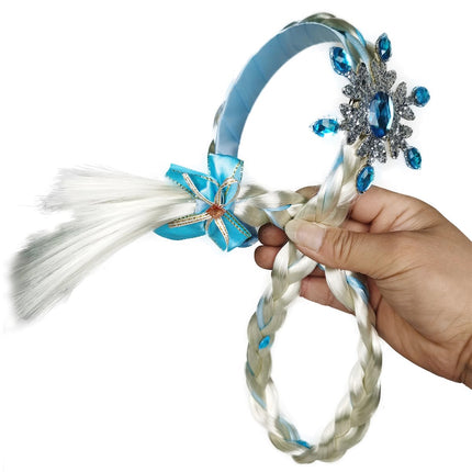 FancyDressWale Long Hair elsa  Princess Hairpiece Long 29" Cosplay Braided Wigs for Girls Princess Dress Up Accessories blue snowflake Fancydresswale.com