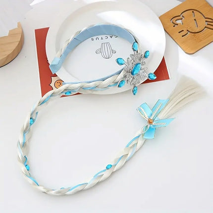 FancyDressWale Long Hair elsa  Princess Hairpiece Long 29" Cosplay Braided Wigs for Girls Princess Dress Up Accessories blue snowflake Fancydresswale.com