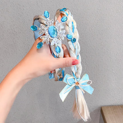 FancyDressWale Long Hair elsa  Princess Hairpiece Long 29" Cosplay Braided Wigs for Girls Princess Dress Up Accessories blue snowflake Fancydresswale.com