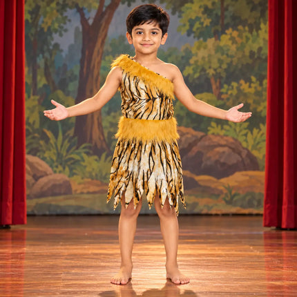 Aadivasi Stage Costume – One-Shoulder Printed Fancy Dress fancydresswale.com