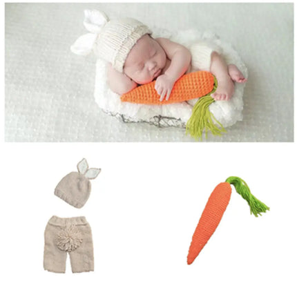 Adorable Rabbit Photography Clothing Set for Children: Crochet Knitting Stick Hat and Pants with Carrot fancydresswale.com