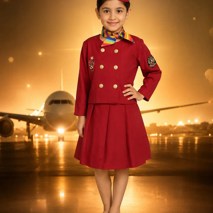 Air Hostess Costume Dress For Girls Fancydresswale