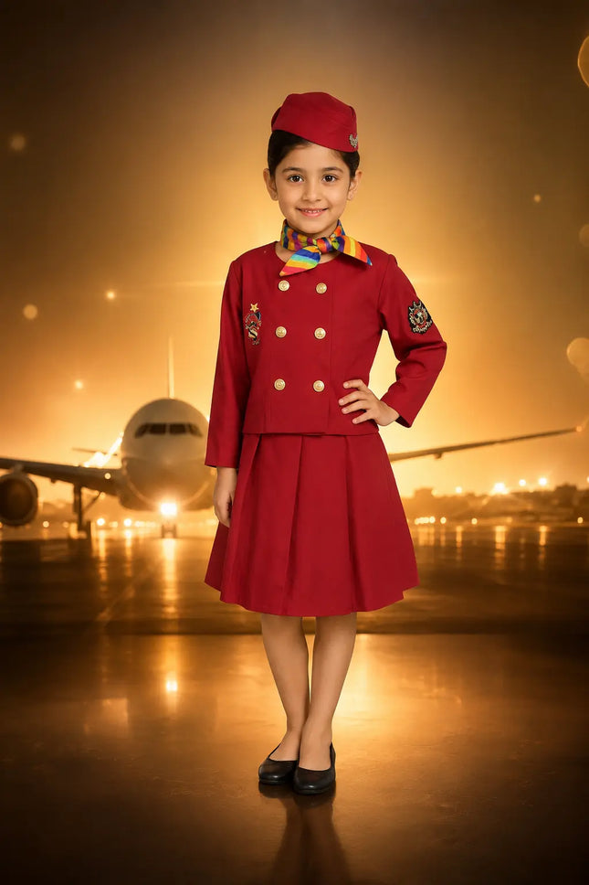 Air Hostess Costume Dress For Girls Fancydresswale
