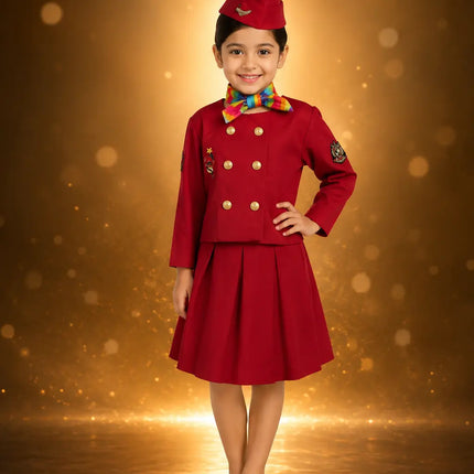 Air Hostess Costume Dress For Girls Fancydresswale
