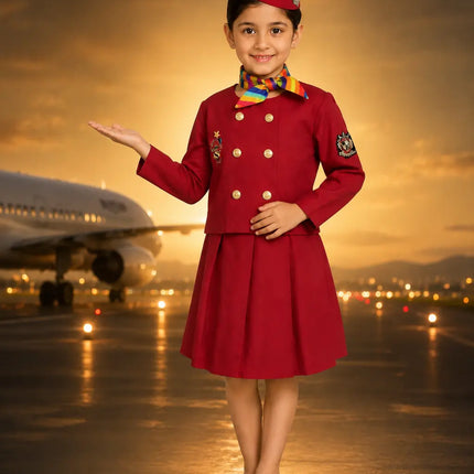 Air Hostess Costume Dress For Girls Fancydresswale