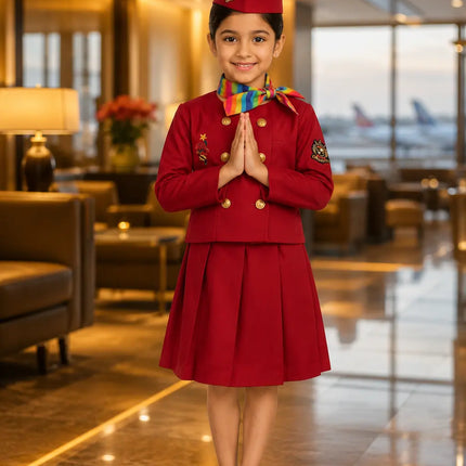 Air Hostess Costume Dress For Girls Fancydresswale