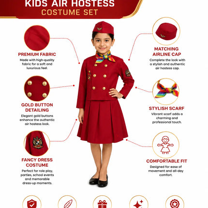 Air Hostess Costume Dress For Girls Fancydresswale