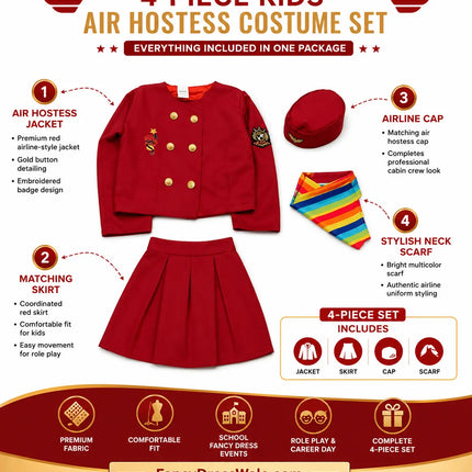 Air Hostess Costume Dress For Girls Fancydresswale