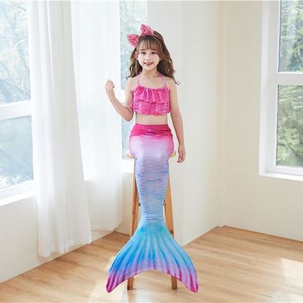 Fancydresswale Mermaid 3 pc swimsuit for Girls with large fin option- Begonia fancydresswale.com