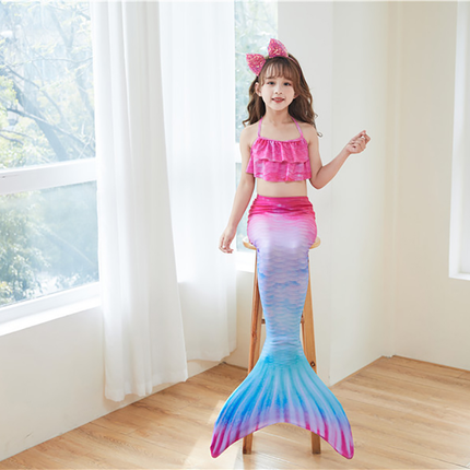 Fancydresswale Mermaid 3 pc swimsuit for Girls with large fin option- Begonia fancydresswale.com