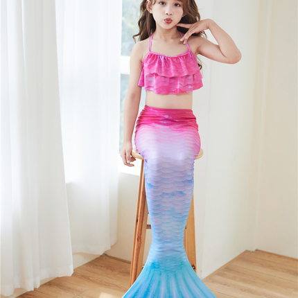 Fancydresswale Mermaid 3 pc swimsuit for Girls with large fin option- Begonia fancydresswale.com