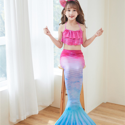 Fancydresswale Mermaid 3 pc swimsuit for Girls with large fin option- Begonia fancydresswale.com