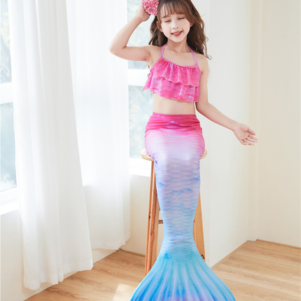 Fancydresswale Mermaid 3 pc swimsuit for Girls with large fin option- Begonia fancydresswale.com