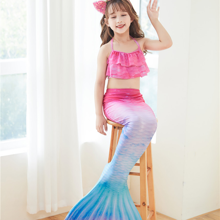 Fancydresswale Mermaid 3 pc swimsuit for Girls with large fin option- Begonia fancydresswale.com