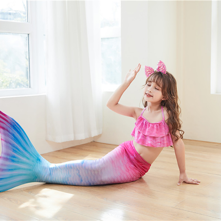 Fancydresswale Mermaid 3 pc swimsuit for Girls with large fin option- Begonia fancydresswale.com