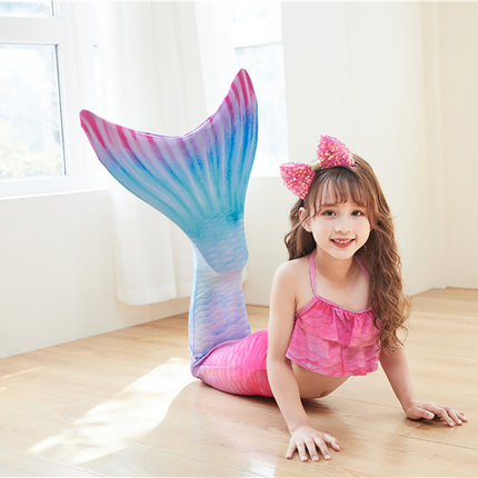 Fancydresswale Mermaid 3 pc swimsuit for Girls with large fin option- Begonia fancydresswale.com