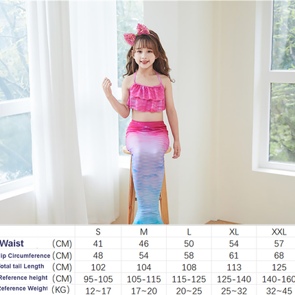 Fancydresswale Mermaid 3 pc swimsuit for Girls with large fin option- Begonia fancydresswale.com