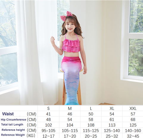 Fancydresswale Mermaid 3 pc swimsuit for Girls with large fin option- Stars