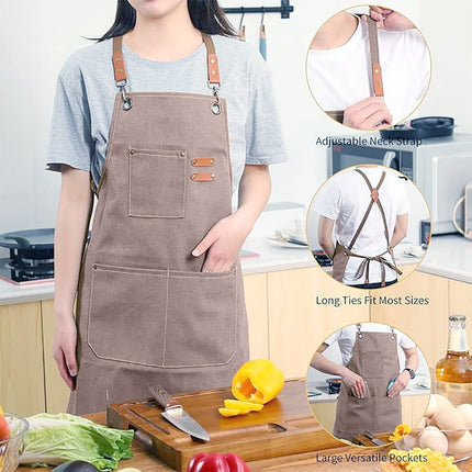 Chef Aprons Canvas Cross Back Premium : Stylish Unisex Design with Spacious Pockets fancydresswale.com