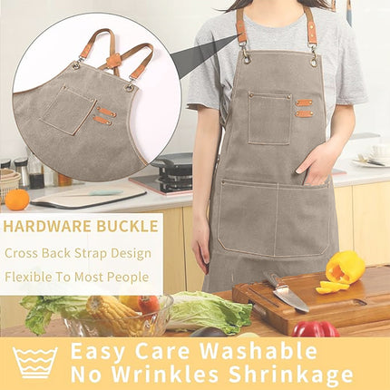 Chef Aprons Canvas Cross Back Premium : Stylish Unisex Design with Spacious Pockets fancydresswale.com
