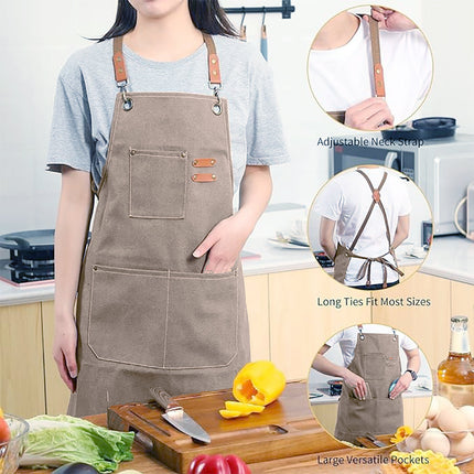 Chef Aprons Canvas Cross Back Premium : Stylish Unisex Design with Spacious Pockets fancydresswale.com