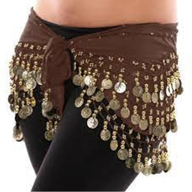 Belly Dance Hip Scarf Waist Belt with Gold Coins for Women and Girls Fancydresswale