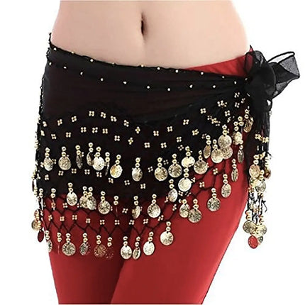 Belly Dance Hip Scarf Waist Belt with Gold Coins for Women and Girls Fancydresswale