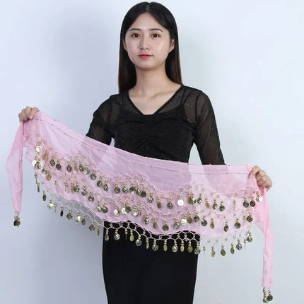 Belly Dance Hip Scarf Waist Belt with Gold Coins for Women and Girls Fancydresswale