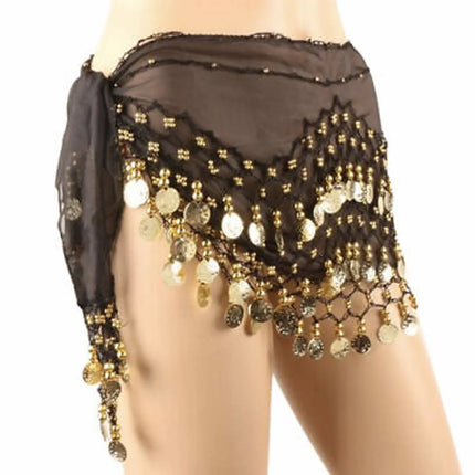 Belly Dance Hip Scarf Waist Belt with Gold Coins for Women and Girls Fancydresswale