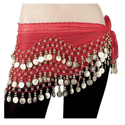 Belly Dance Hip Scarf Waist Belt with Gold Coins for Women and Girls Fancydresswale