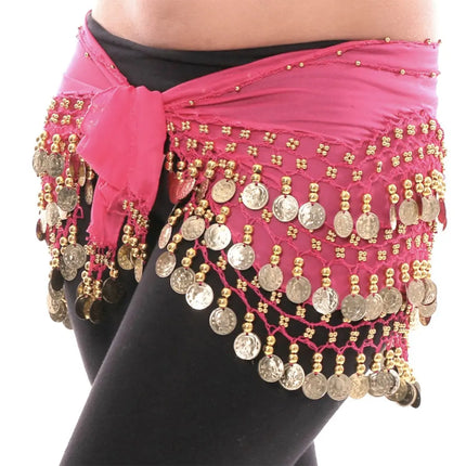 Belly Dance Hip Scarf Waist Belt with Gold Coins for Women and Girls Fancydresswale
