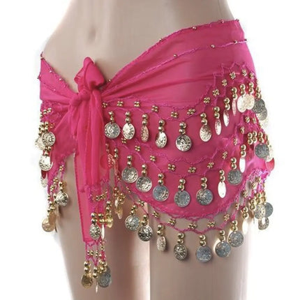 Belly Dance Hip Scarf Waist Belt with Gold Coins for Women and Girls Fancydresswale