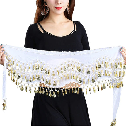 Belly Dance Hip Scarf Waist Belt with Gold Coins for Women and Girls Fancydresswale