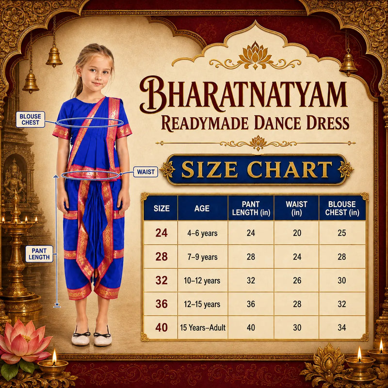 Bharatnatyam Dance costume for kids and adults -blue Fancydresswale