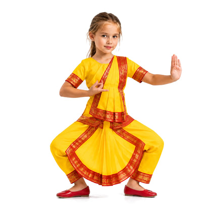 Bharatnatyam dance Dress for kids and adults - yellow Fancydresswale